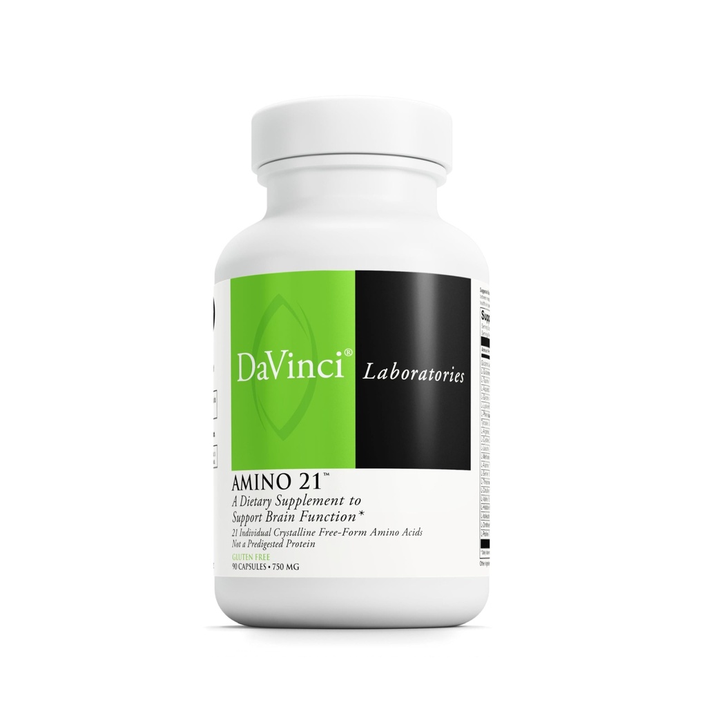DAVINCIラボアミノ21 - 脳機能と筋肉代謝をサポート* - Lグルタミン、L-リジンHCl、チロシン、L-アルギニンとアミノ酸栄養補助食品 - グルテンフリー - 90カプセル、750mg