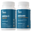 Dr. Tobias Omega 3魚油とオレガノ&カプリル酸サプリメント、サポートハート、脳、グットフローラバランスコンプレックス&女性&男性のための腸の健康