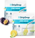 DripDrop Hydration - 電解液パウダーパケット - レモンライム&パッションフルーツゼロシュガーバンドル - 64カウント