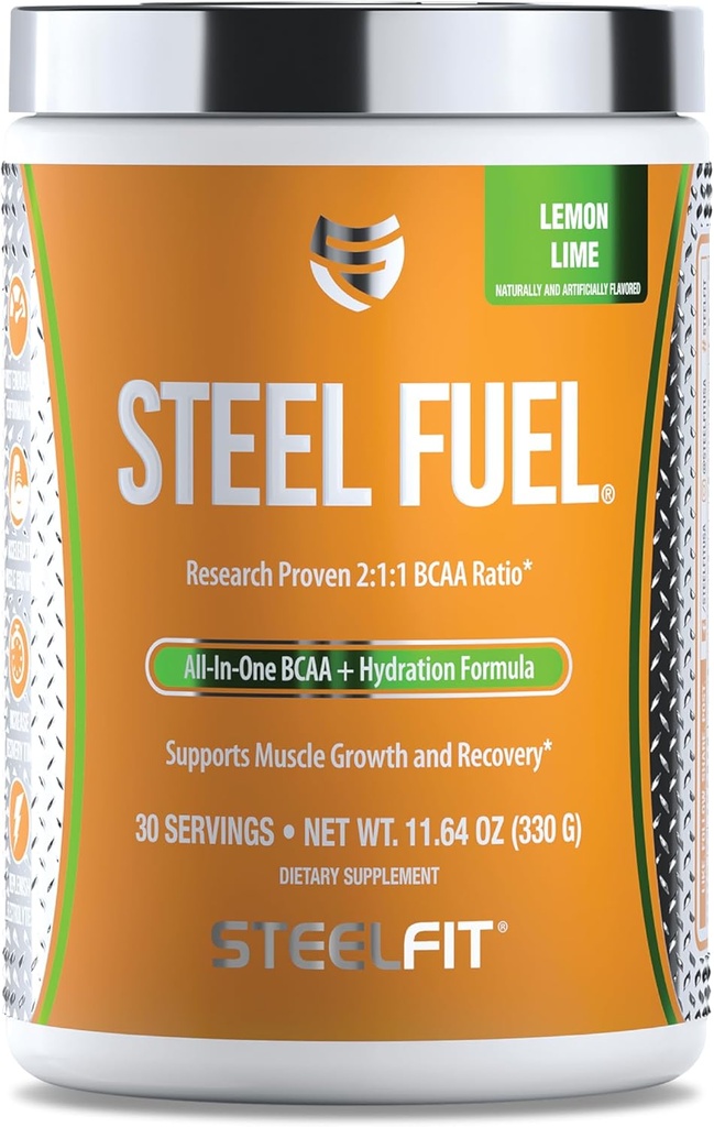SteelFit の鋼鉄燃料 BCAAs のアミノ酸は筋肉成長及び高められた持久力を加速するために Intra ワークアウトのための粉を-レモン ライムの 30 のサービング- BCAA は電解物及び回復のための粉を補います