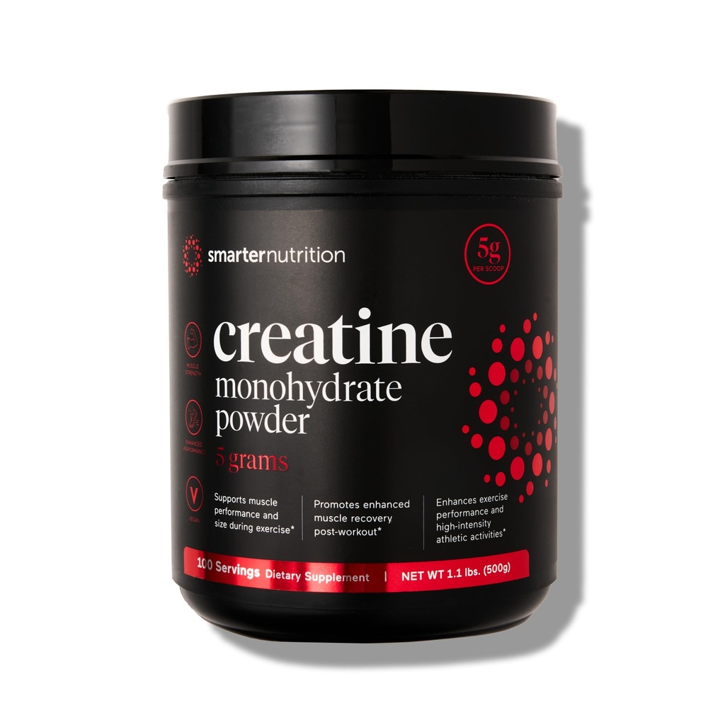 SMARTERNUTRITIONクレアチンモノハイドパウダー、サービングあたり5000mg(5g) - 女性&男性のためのクレアチンパウダー、非風味、筋肉量と水分補給のためのプレワークアウト&ポストワークアウトサポート [100 サービング]