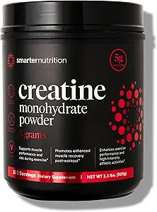 SMARTERNUTRITIONクレアチンモノハイドパウダー、サービングあたり5000mg(5g) - 女性&男性のためのクレアチンパウダー、非風味、筋肉量と水分補給のためのプレワークアウト&ポストワークアウトサポート [100 サービング]