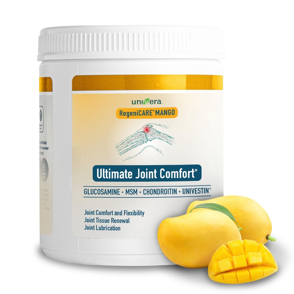 Univera RegeniCAREキャニスター、グルコサミン、コンドロイチン、MSM、Univestinは、軟骨を復元し、共同快適さ+モビリティ+柔軟性、30日の供給(マンゴーフレーバー)をサポート