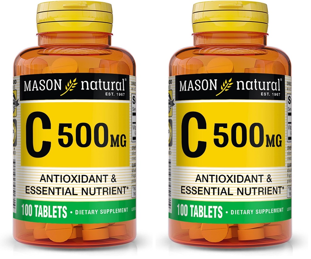 MASONナチュラルビタミンC 500mg - 健康な免疫システム、酸化防止剤およびエッセンシャル栄養素、100錠(パッケージ2)をサポート