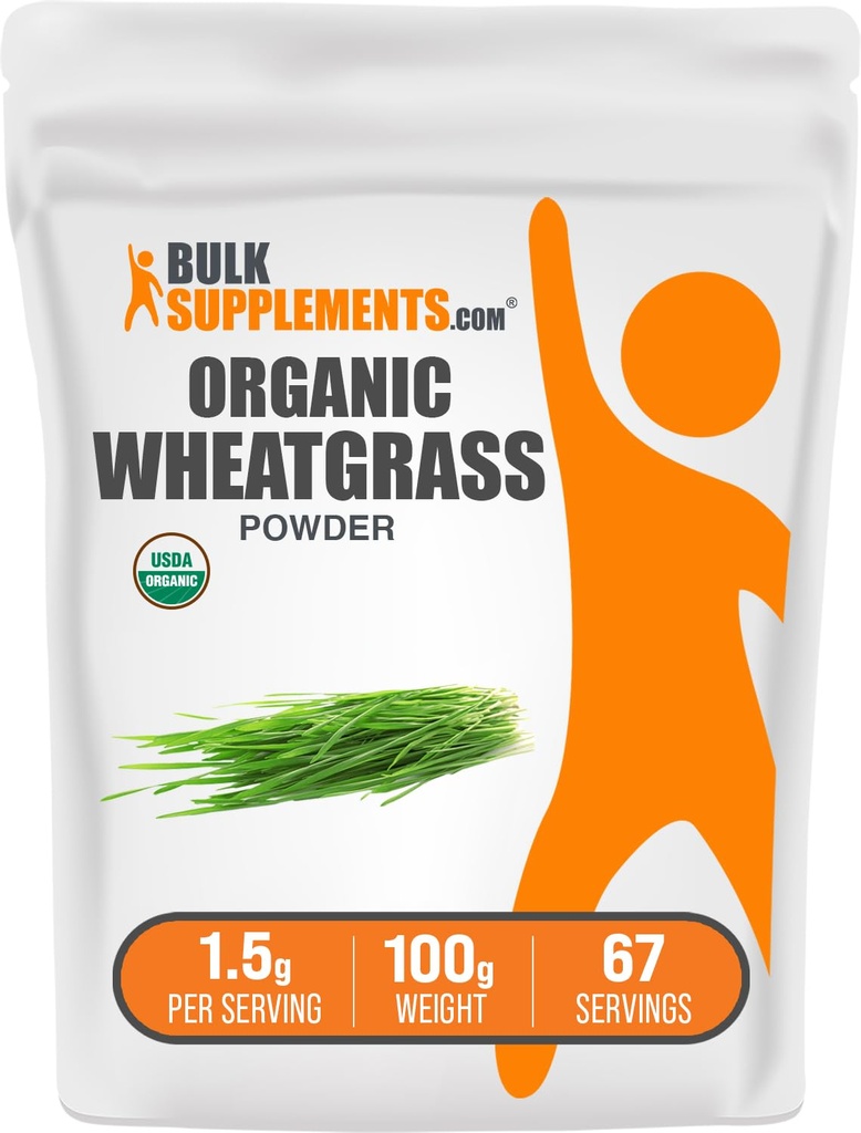 BulkSupplements.com 有機小麦草パウダー - 有機スーパーグリーンパウダー、スーパーフードサプリメント - ビーガン&グルテンフリー、サービングあたり1.5g、100g(3.5オンス)(パック1)