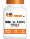 BulkSupplements.comマルチビタミンソフトジェル - 毎日のマルチビタミン、マルチミネラルサプリメント、魚油付き大人用 - グルテンフリー、給餌1回あたりのソフトゲル、90カウント(パッケージ1)