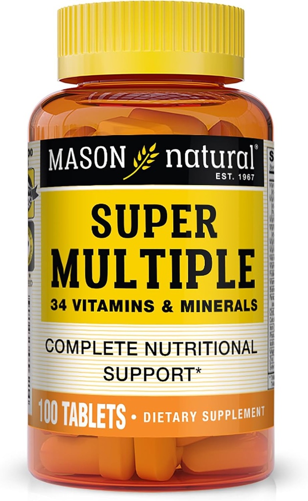 MASON NATURALの極度の多数の34のビタミンおよび鉱物-完全な栄養サポート、1つのMultivitaminのすべては、全面的な健康、100タブレットを支えます