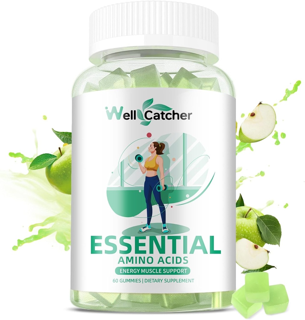 EAA グミニーエッセンシャルアミノ酸 - すべての9エッセンシャルアミノとすべての分岐鎖アミノ(BCAA)筋肉回復、エネルギーサポート砂糖無料グリーンアップル風味30サービング