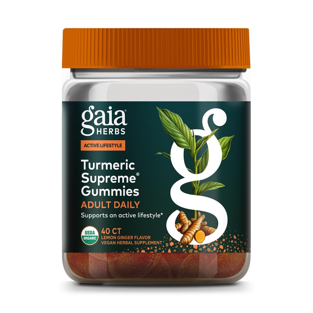 Gaiaハーブターメリック最高大人の毎日のグミー - 健康、アクティブライフUSDA認定有機ブレンドターメリックと支持ハーブ - 40グミー(20日供給)