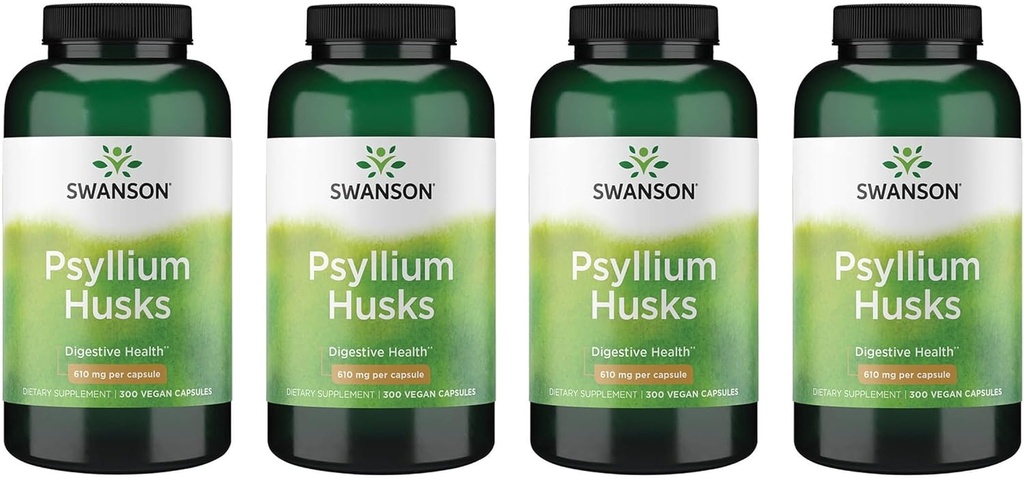 SwansonのPsylliumのハスクの食事療法繊維の補足610のmg 300のカプセル- (4のパック)
