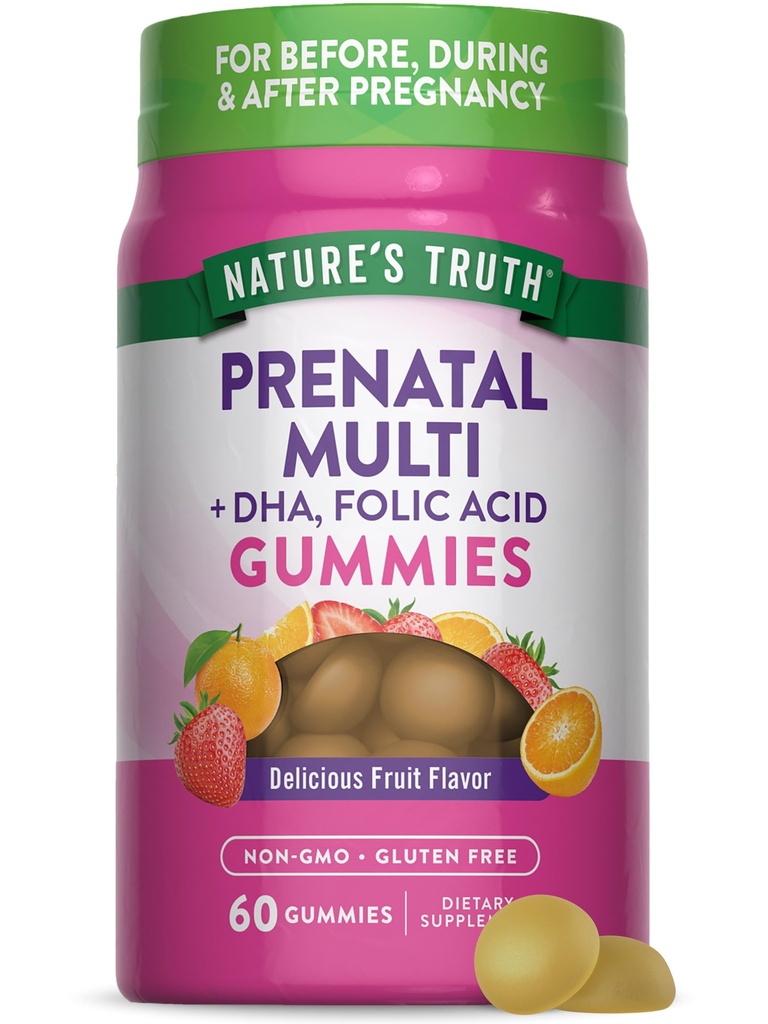 自然の真理のプレナタルマルチビタミングミ | DHA & 葉酸 | 60カウント | 果実味 | 非GMO&グルテンフリーサプリメント