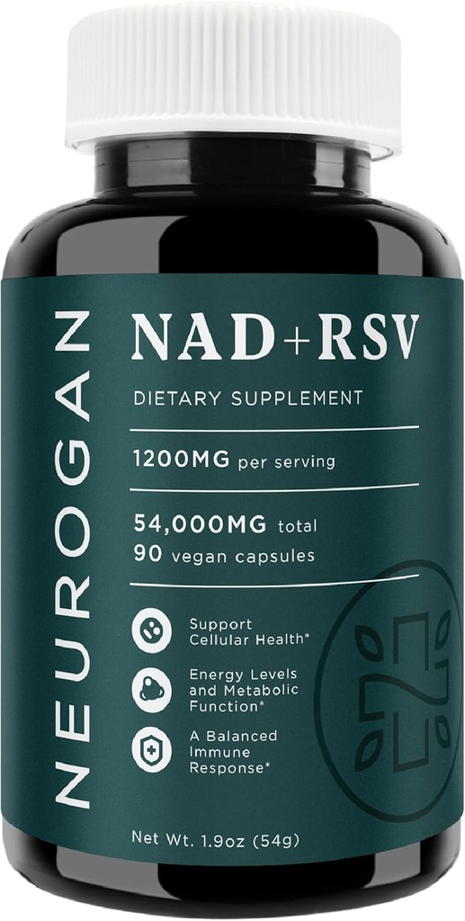 レスベラトロールのカプセルが付いているNeurogan NAD+ 1:1の比率-サービングごとの1200mg、90のCt -細胞の健康及び健康な老化の補足、エネルギー及び免疫サポート-ニコチンAdenine Dinucleotide NAD+ サプリメント