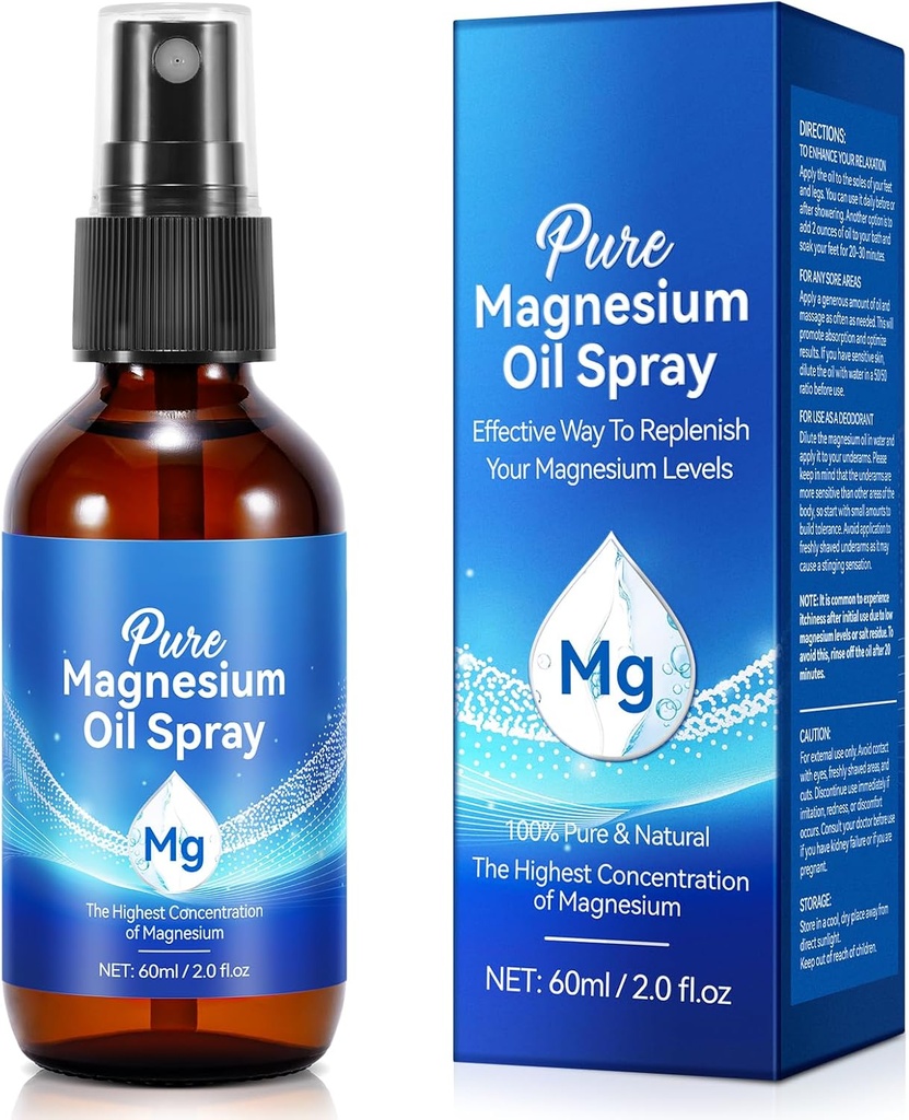 Generic Magnesium Oil Spray, Pure Magnesium Oil Spray for Feet, Nourish Skin and Promote Sleep, Topical Magnesium Oil 2 Fl.Oz