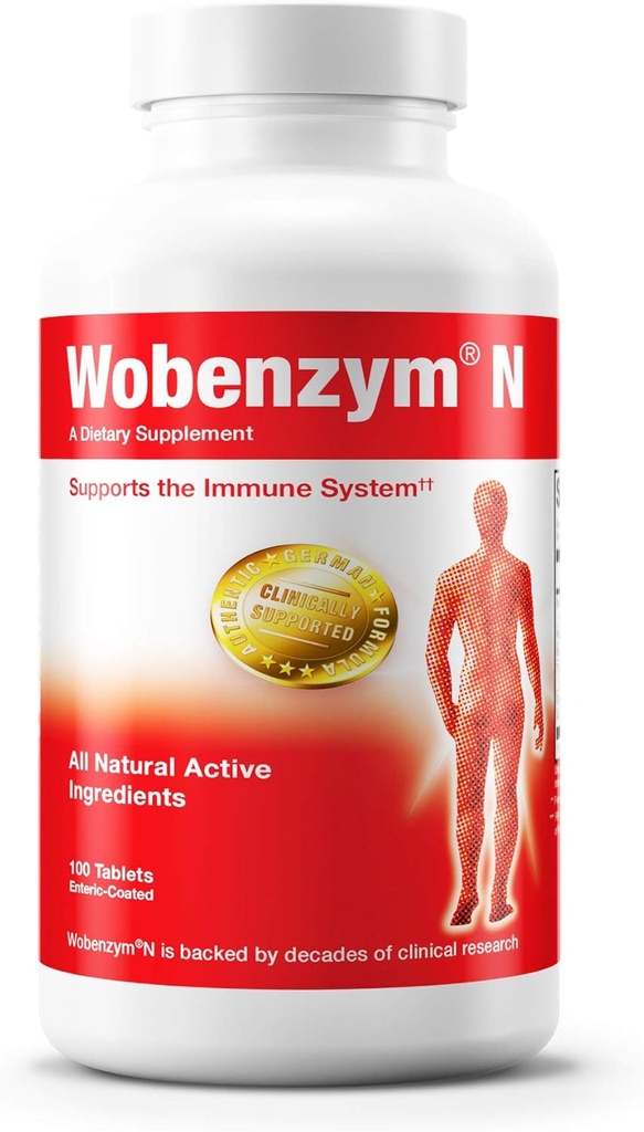 Douglas Laboratories Wobenzym N - 本物のドイツサプリメント - 全身酵素 - 免疫システムと共同健康のために* - Papain、Rutin、Bromelain - 100エンティックコーティング錠