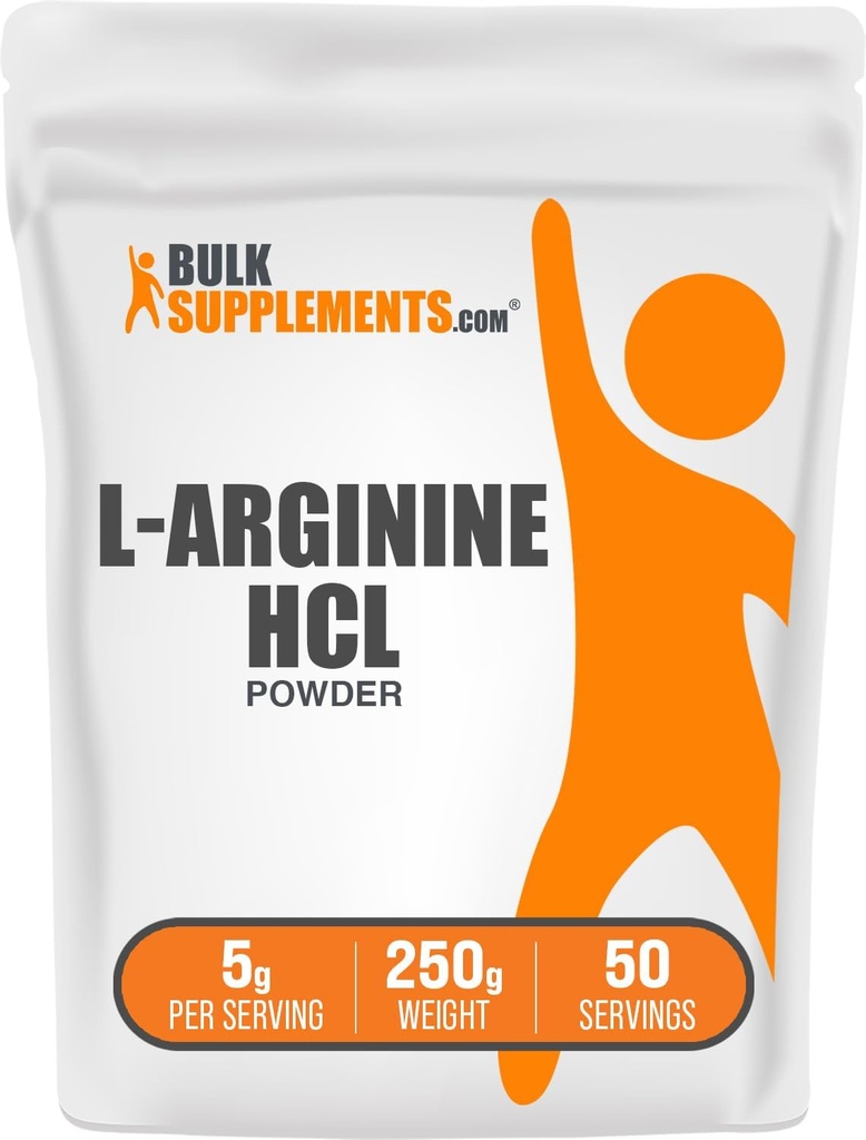 BulkSupplements.com L-Arginine HClパウダー - Nitric Oxideサプリメント、Arginineパウダー - Unflavored&Gluten無料、サービング5g、250g(8.8オンス)(パッケージ1)