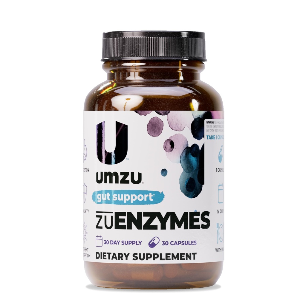 UMZU ZuEnzymes 消化酵素サプリメント | 21 腸の健康サポート、消化および栄養素吸収のための酵素 | 乳糖、炭水化物、タンパク質、脂肪(30 日供給 | 30 カプセル)を破壊するのに役立ちます