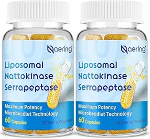 Liposomal Nattokinase 12,000 FU のセルプターゼ 360,000 SPU の酵素の補足 - 循環器、ガット、消化 60 のカプセル (2 本のびん)のためのシナジーの酵素および栄養素のブレンド及びインリンと高められる