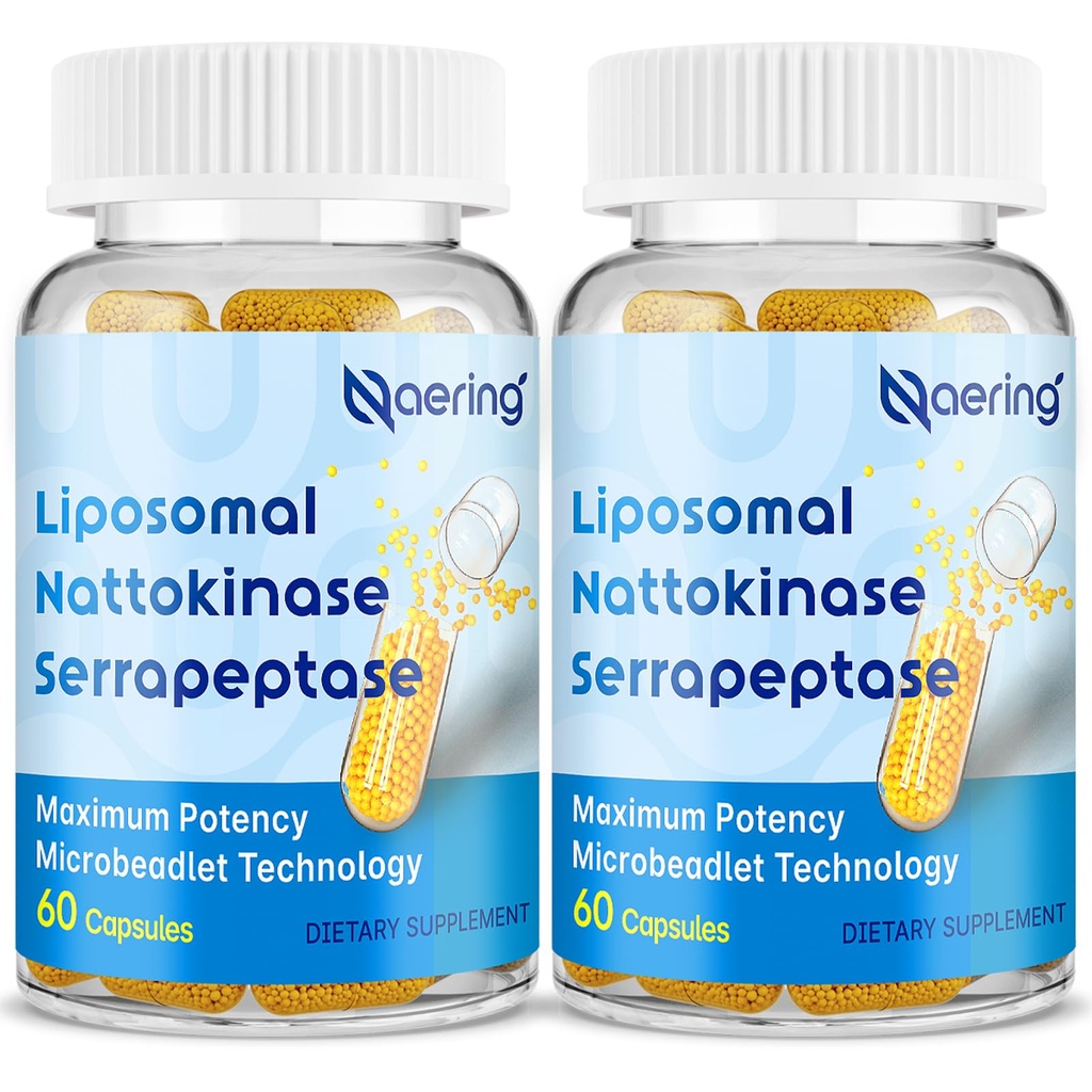 Liposomal Nattokinase 12,000 FU のセルプターゼ 360,000 SPU の酵素の補足 - 循環器、ガット、消化 60 のカプセル (2 本のびん)のためのシナジーの酵素および栄養素のブレンド及びインリンと高められる