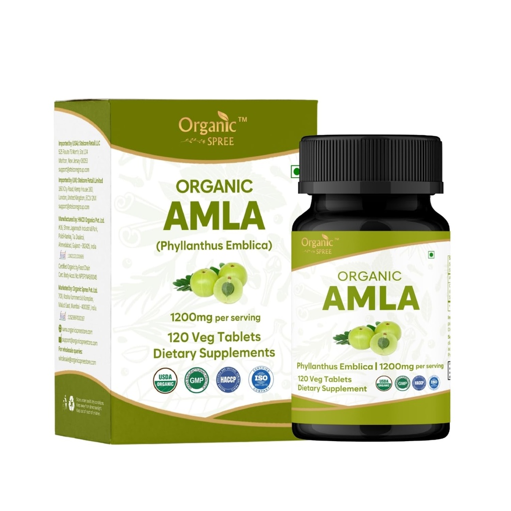 Amla 120錠 - USDAオーガニックインドのGooseberry - ビタミンC豊富で免疫健康をサポート*