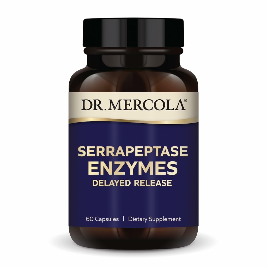 Dr. Mercola Serrapeptase酵素 - 健康な細胞機能をサポート - 遅れた解放 - 非GMO、グルテンフリー&大豆フリー - 60カプセル