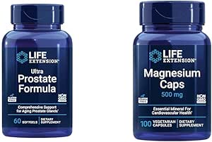 ライフエクステンション超前立腺フォーミュラ&マグネシウムキャップ、500mg、マグネシウムオキサイド、クエン酸塩、コクセンブル、心の健康、健康な骨、代謝サポート、100ベジタリアンカプセル