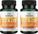 ビタミンD2&D3とスワンソンビタミンDコンプレックス - Bone、デンタル&免疫健康のための完全なサンシャインビタミンコンプレックス - ビタミンサプリメント(50 mcg、60 Veggieカプセル)(2パック)