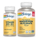 SOLARAYのビタミンD3 K2およびマグネシウムのGlycinate -骨の健康の束-カルシウム吸収、Nerve、中心および免疫サポートw/ 5000 IUのビタミンD、350mgのChelatedのマグネシウム、60日の保証、120ct/120ct
