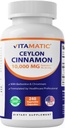 Vitamatic Ceylon シナモン 10000 mg 食当たり同等 (から 20:1 抽出 500 mg) Berberine & Chromium - 240 野菜カプセル - 非GMO&グルテンフリー