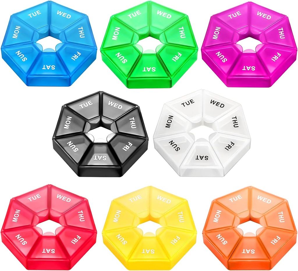 ポンポン8pcsの丸薬のホールダー箱7-Sided携帯用ビタミンのホールダー箱の丸薬のプレーナー(8のCorlor)