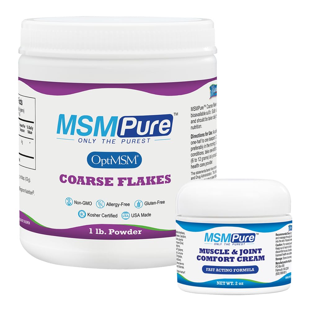 KALA HEALTH MSMPure 粗い皮 1lb および筋肉及び接合箇所のクリーム 2oz の束