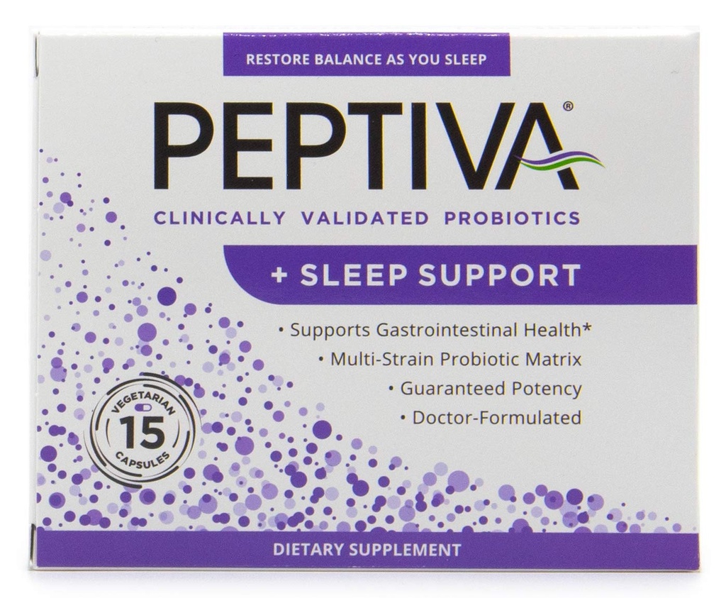 Peptiva 26 Billion CFU Probiotic and Sleep Support - 臨床的に検証されたマルチストレインプロバイオティクス - LactobacillusとBifidobacterium、Melatonin - 15カウント