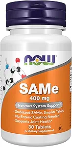 NOW食品サプリメント、SAMe(S-Adenosyl-L-Methionine) 400mg、神経系サポート*、30錠