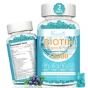 ビオチンとコラーゲンは、B12、髪の皮膚と髪の成長のためのビタミンのガミー、皮膚と強い爪 - ブルーベリー風味、砂糖無料、120 Ct