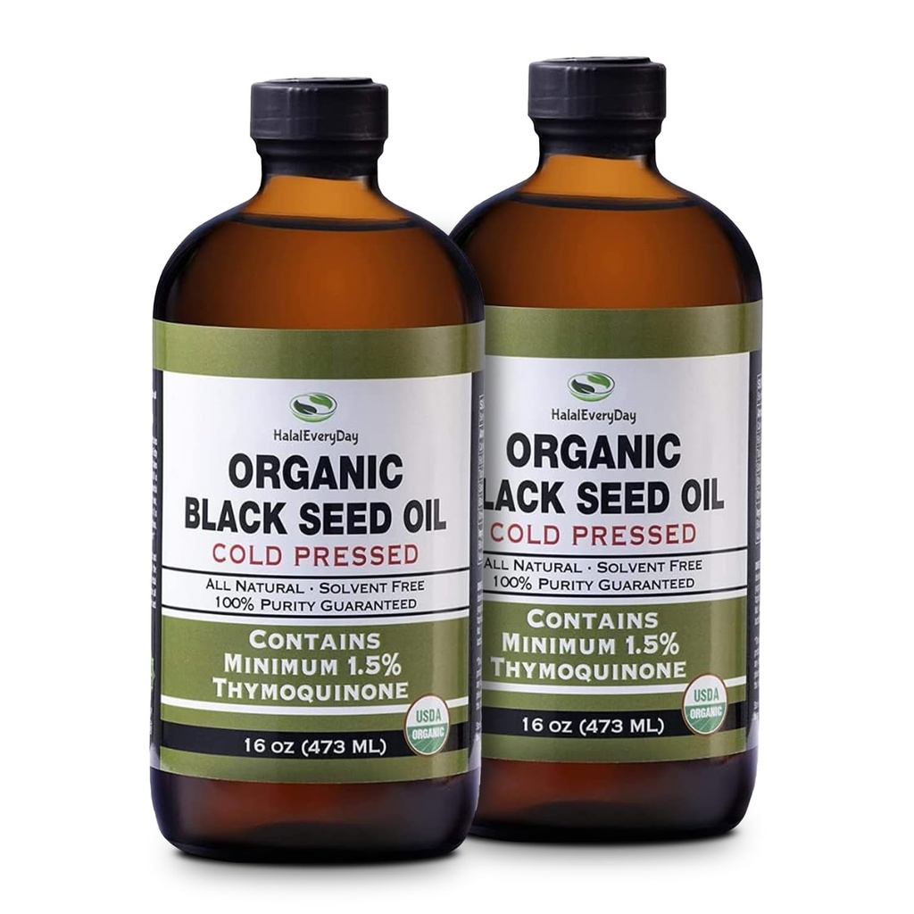 オーガニックブラックシードオイル - USDA認定コールドプレスガラスボトル1.5% Thymoquinone 3X強度トルコブラックCumin Nigellaサティバ非GMO 100%純粋なブラックシードオイル(32ozガラス(2X16)ボトル)