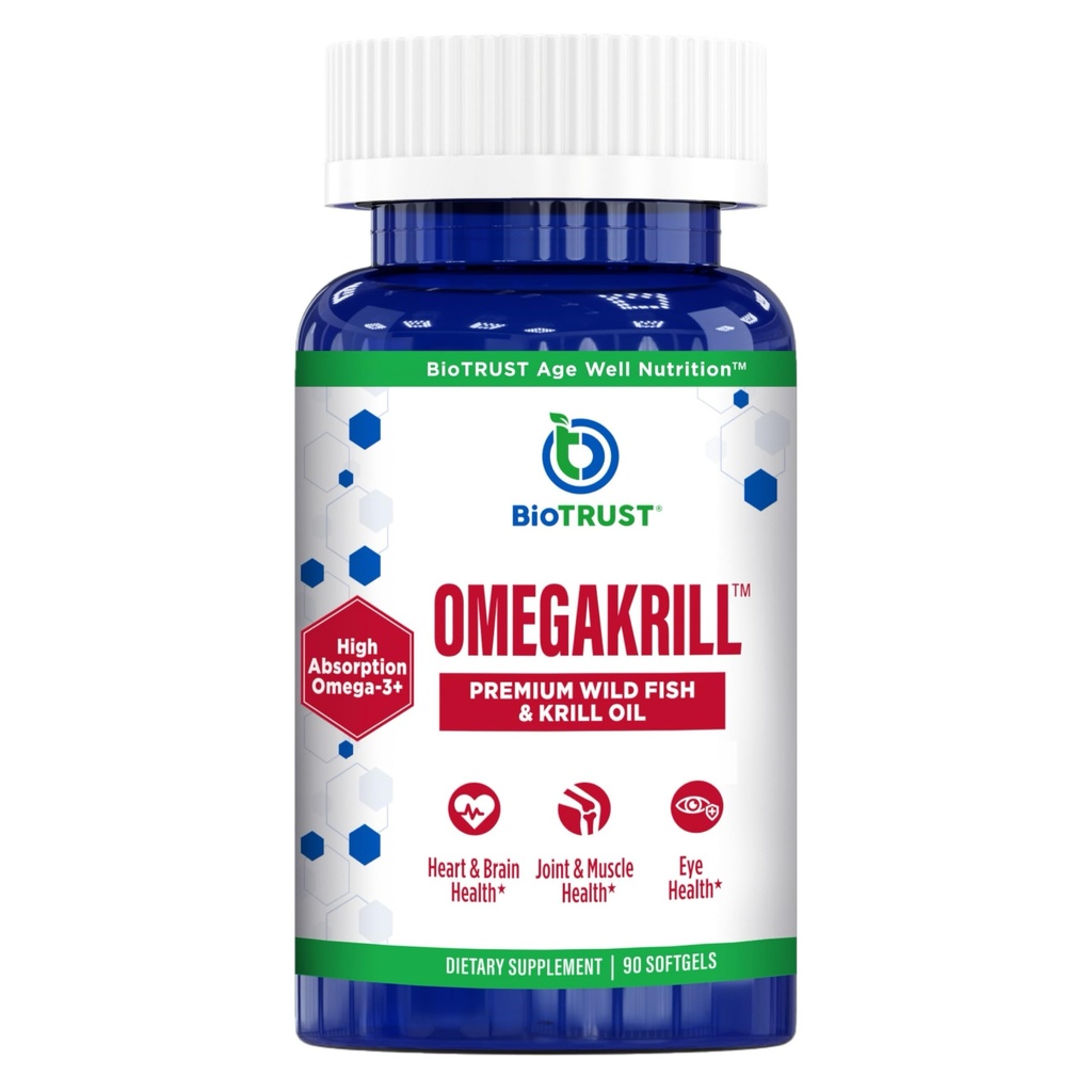 BioTrust OmegaKrill EPA & DHA Omega 3 サプリメント, 魚とKrill オイル 共同のためのサポートを提供, ハート, 脳, 目と皮膚 (30 サービング)