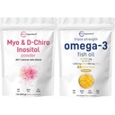 マイクロ成分オメガ-3 魚油 4,200 mg ソフトゲル&ミオ&D-シロイノシトールパウダーバンドル2パック | ワイルドキャッチフィッシュ、レモン風味、バープレス | 女性用イノシトールサプリメント