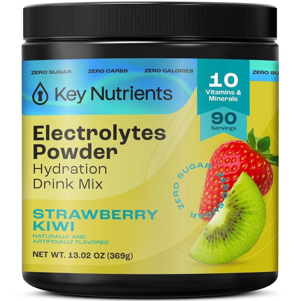 KEY NUTRIENTS Multivitamin の電解質の粉砂糖無し - ジューシーないちご キウイの電解質の粉 - 持久力及びエネルギー補足 - Hydration の粉 - いいえカロリー - 90 のサービング - アメリカ製