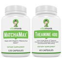 VitaMonk MatchaMax Matchaカプセル&L-テアニン400mg - ブーストエネルギーと強化フォーカスバンドル