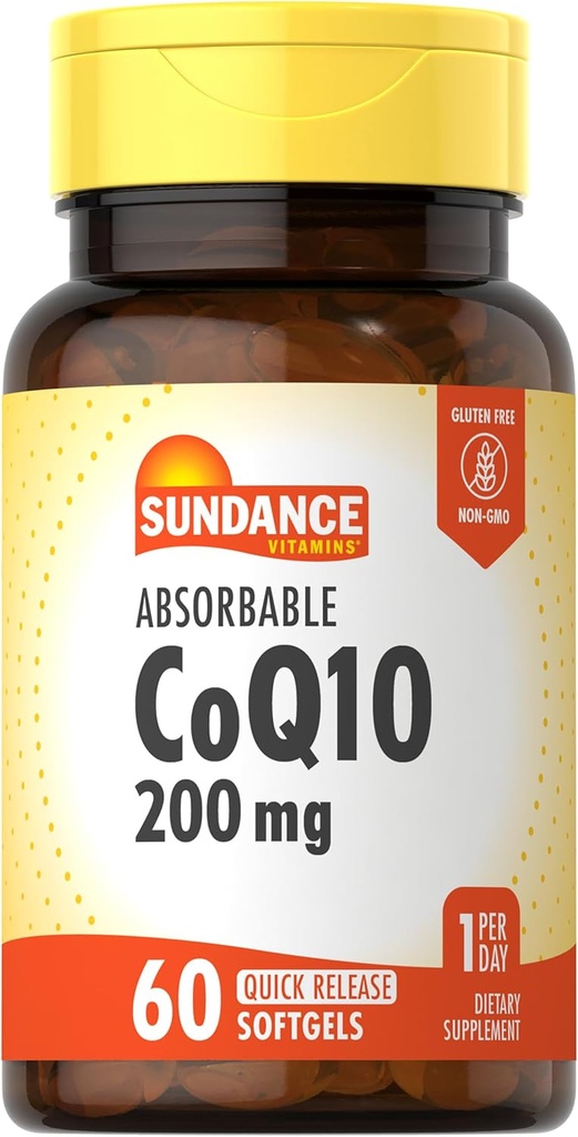 Sundance CoQ10 200mg Softgels | 60 カウント | ブラックペッパーエキスで | 非GMO&グルテンフリーサプリメント