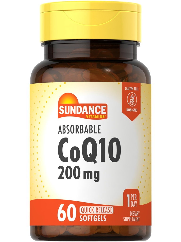 Sundance CoQ10 200mg Softgels | 60 カウント | ブラックペッパーエキスで | 非GMO&グルテンフリーサプリメント