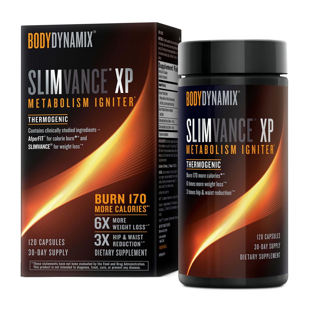 slimvance XPのMetabolismのIgniterの植物性食事療法サポート、高度のThermogenicは、より多くのカロリー、重量を燃やします及び脂肪質の損失、エネルギー、焦点、人及び女性のための、実績がある原料及びカフェイン、120の計算、30 SVG