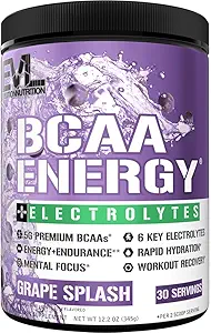 EVL BCAAsのアミノ酸の粉-筋肉回復のための BCAA のエネルギー前ワークアウトの粉Leanの成長および持久力- 6つの主電解物が付いている再水化のポストのワークアウトの回復飲み物-ブドウのスプラッシュ