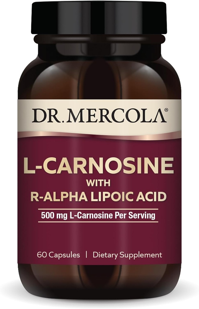 R-ALAの栄養補助食品とMercola L-Carnosine博士, 500 mg L-Carnosine サービングあたり, 30 サービング (60 カプセル), 非 GMO, グルテンフリー, 大豆フリー