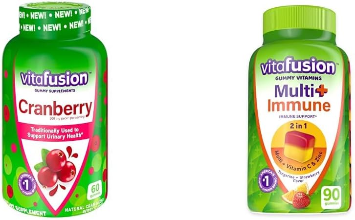 Vitafusion Cranberry Gummies for Women 500mg and Multi+ Immune Support Gummies with Vitamin C Zinc Daily Multivitamins 90 Count