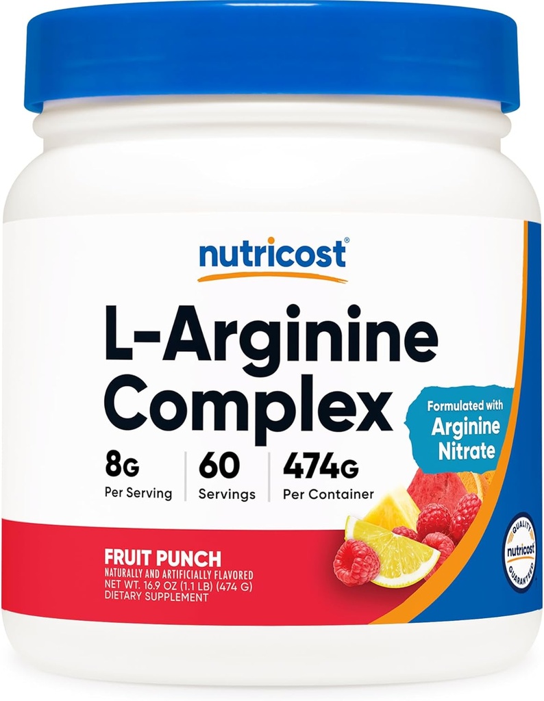 Nutricost L-Arginine Complex(フルイトパンチ、60サービング) - グルテンフリー、非GMO