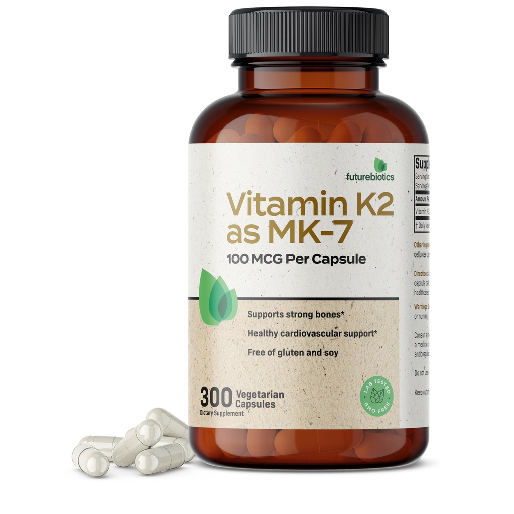 MK-7 100 mcg として Futurebiotics のビタミン K2、サポート強い骨- Non-GMO、300 のベジタリアンのカプセル