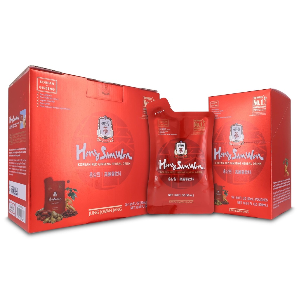 JUNG KWAN JANG HongSamWon韓国の赤いGinsengの草の飲み物 エネルギー飲み物、プレワークアウト、Ginsengの補足、草の茶 韓国の赤いGinsengのエキス、Jujube、ジンジャー、シナモン ビーガンフレンドリー  20カウント