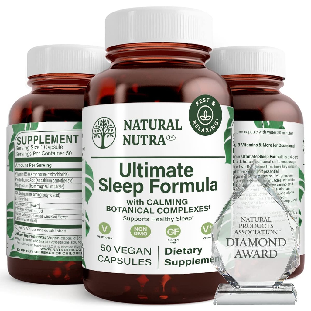 自然なNutra究極の睡眠フォーミュラ、リラックスをサポートし、夜間の不安を軽減するためにカモミール、あなたが眠るより速く落ちるのを助ける、50カプセル