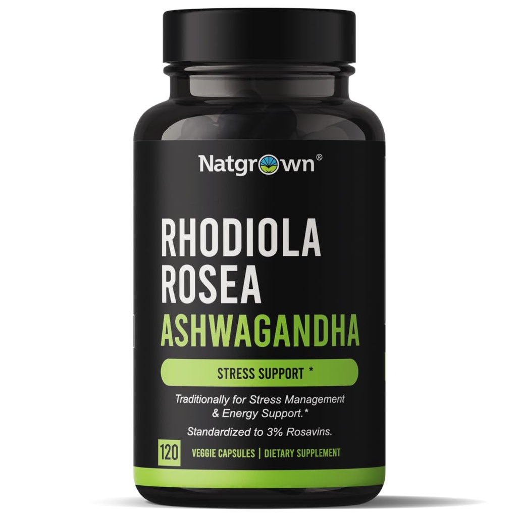 アシュワガンダルート抽出カプセルとナチュブセンRhodiola Rosea - 3% Rosavinsと1%のSalidrosideに標準化 - 120カウント