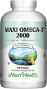 オメガ3サプリメント - Omega-3フィッシュオイル2000mg - EPA&DHAの天然ソース - 心臓、脳と関節の健康 - Kosher認定ワイルドキャッチマリンフィッシュ - 200 Maxi Healthによるベジタリアンソフトジェル